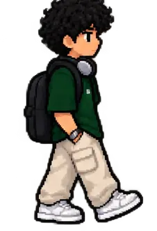 Pablo caminando con su mochila